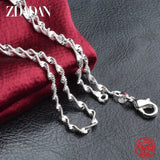 925 Sterling Silver Water Wave Necklace 2MM