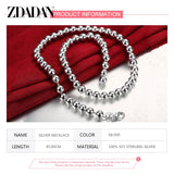 925 Silver Bead Necklace Men Women Party Jewelry