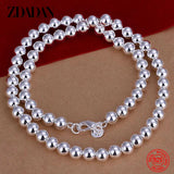 925 Silver Bead Necklace Men Women Party Jewelry