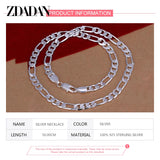 925 Sterling Silver Flat Chain Necklace Men&Women Jewelry