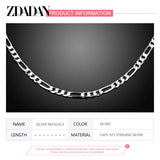 925 Sterling Silver 4MM Flat Necklace Men Women Party Accessory