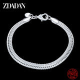 925 Silver 4MM Flat Snake Chain Bracelet For Women