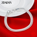 925 Silver 4MM Flat Snake Chain Bracelet For Women