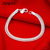 925 Silver 4MM Flat Snake Chain Bracelet For Women