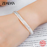 925 Silver 4MM Flat Snake Chain Bracelet For Women