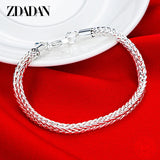 925 Silver 4MM Snake Chain Bracelet Women Wedding Jewelry