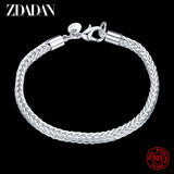 925 Silver 4MM Snake Chain Bracelet Women Wedding Jewelry