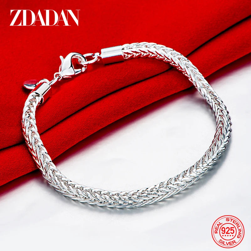 925 Silver 4MM Snake Chain Bracelet Women Wedding Jewelry