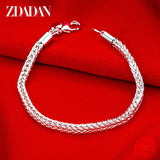 925 Silver 4MM Snake Chain Bracelet Women Wedding Jewelry