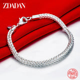 925 Silver 4MM Snake Chain Bracelet Women Wedding Jewelry