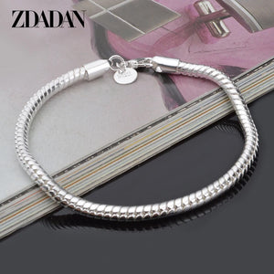 925 Silver 4MM Snake Chain Bracelet For Women Gift