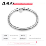 925 Silver 4MM Snake Chain Bracelet For Women Gift