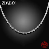 925 Sterling Silver Twisted Necklace for Women/Men
