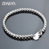 925 Sterling Silver 4mm Box Chain Bracelet Women's Jewelry