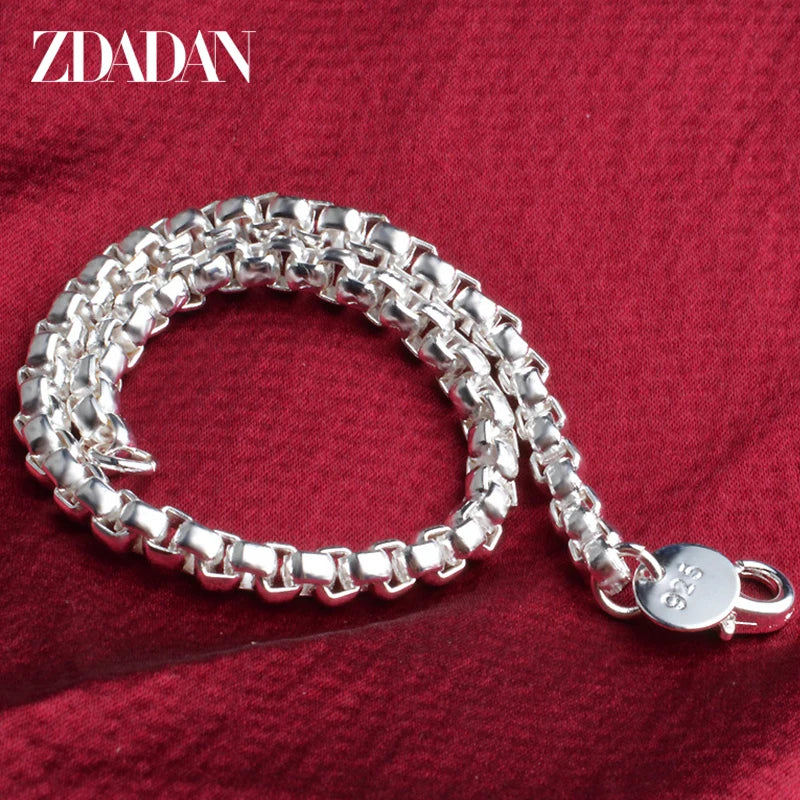 925 Sterling Silver 4mm Box Chain Bracelet Women's Jewelry