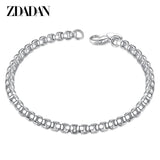 925 Sterling Silver 4mm Box Chain Bracelet Women's Jewelry