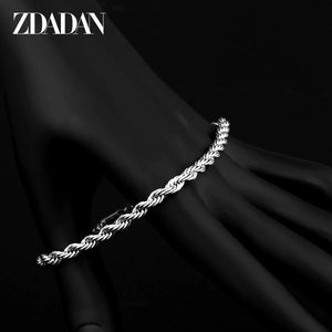 925 Sterling Silver 4mm Twisted Bracelets Chain for Women