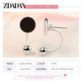 925 Silver 5mm Bead Drop Earrings Women Engagement Party Gift
