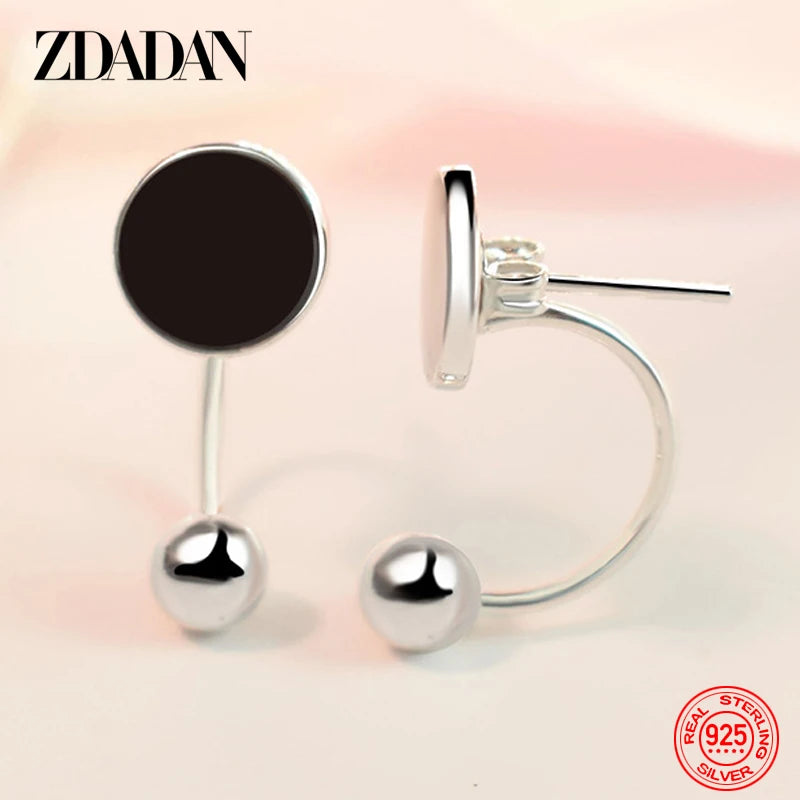 925 Silver 5mm Bead Drop Earrings Women Engagement Party Gift