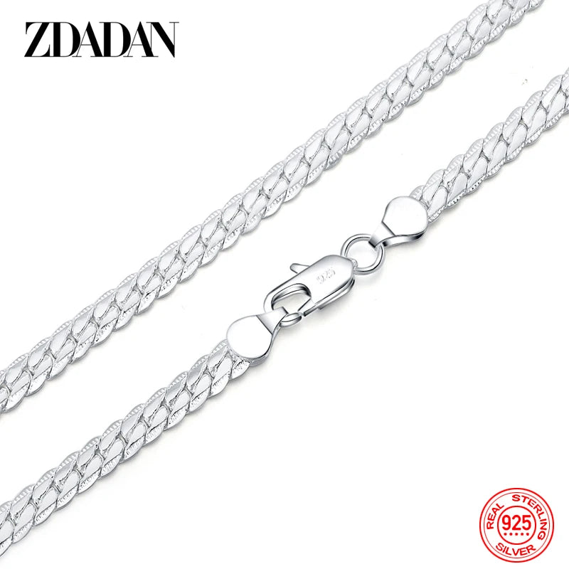 925 Silver 5mm Full Sideways Chain Necklace Gift