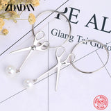 925 Silver 68MM Scissors Hoop Earrings Women's Jewelry