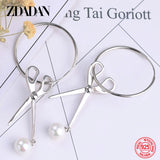 925 Silver 68MM Scissors Hoop Earrings Women's Jewelry