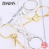 925 Silver 68MM Scissors Hoop Earrings Women's Jewelry