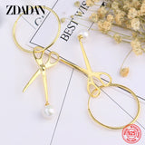 925 Silver 68MM Scissors Hoop Earrings Women's Jewelry