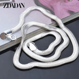 925 Silver 6MM Flat Snake Chain Necklace Men Women Party