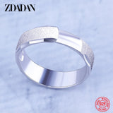 925 Silver 6MM Frosted Open Finger Ring Men Women Adjustable Jewelry