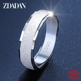 925 Silver 6MM Frosted Open Finger Ring Men Women Adjustable Jewelry