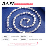 925 Silver Frosted Beads Necklace Men Women Jewelry