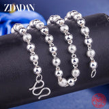 925 Silver Frosted Beads Necklace Men Women Jewelry