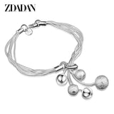 925 Silver 8MM Bead Bracelet Chain Women Wedding Jewelry