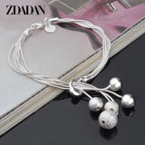 925 Silver 8MM Bead Bracelet Chain Women Wedding Jewelry