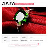 925 Silver 8MM Emerald Ring Zircon Finger Rings Jewelry Gift