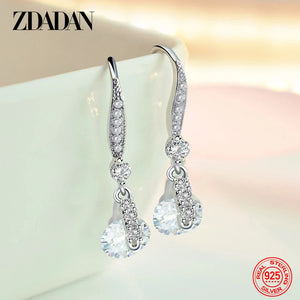 925 Silver 8MM Round Drop Earrings Women's Jewelry
