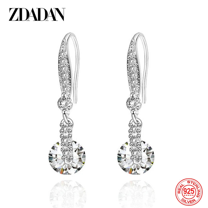 925 Silver 8MM Round Drop Earrings Women's Jewelry