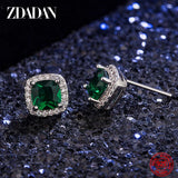 925 Sterling Silver 9mm Square Emerald Earring For Women Jewelry