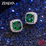 925 Sterling Silver 9mm Square Emerald Earring For Women Jewelry