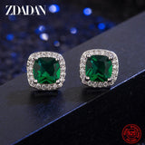 925 Sterling Silver 9mm Square Emerald Earring For Women Jewelry