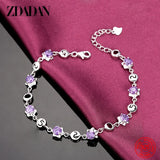 925 Silver Amethyst Charm Bracelet for Women