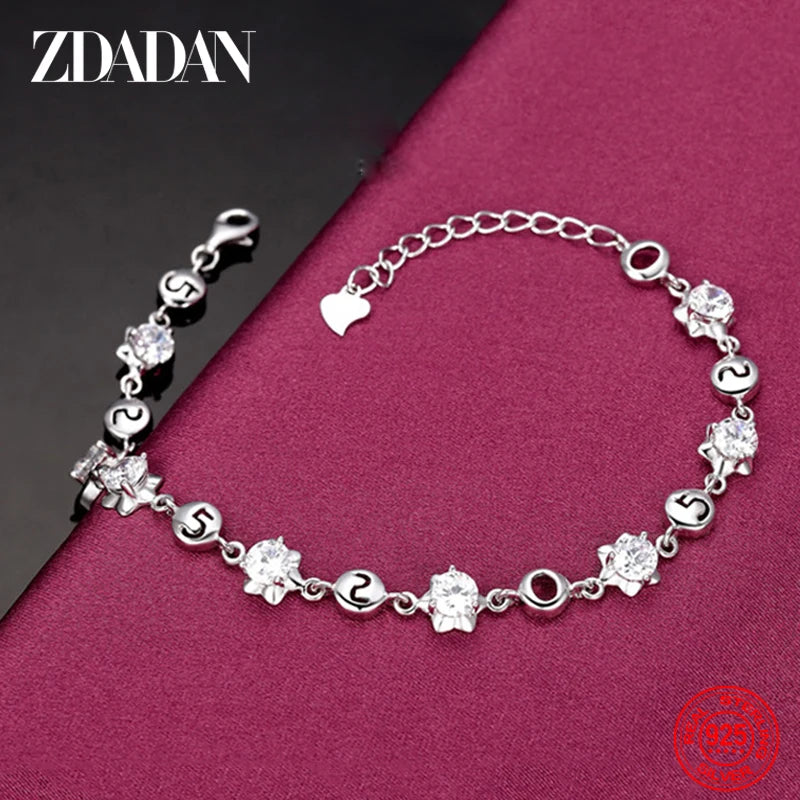 925 Silver Amethyst Charm Bracelet for Women