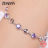 925 Silver Amethyst Charm Bracelet for Women