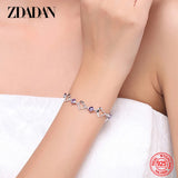 925 Silver Amethyst Heart Bracelet, Adjustable Party Jewelry