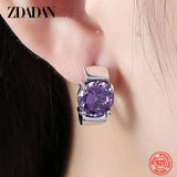 925 Silver Amethyst Hoop Earrings Wedding Jewelry