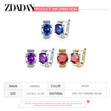 925 Silver Amethyst Hoop Earrings Wedding Jewelry