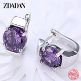925 Silver Amethyst Hoop Earrings Wedding Jewelry