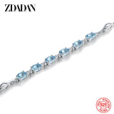 925 Silver Aquamarine Bracelet Chain Women Wedding Jewelry