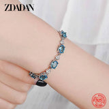 925 Silver Aquamarine Charm Bracelet for Women